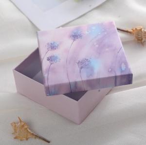 China Square Cardboard Gift Packaging Boxes Flesh Style Pattern Green Blue Purple 12*12*5cm on sale