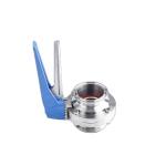 Stainless Steel 304 Butterfly Valve with Blue Trigger Handle and Tri Clamp