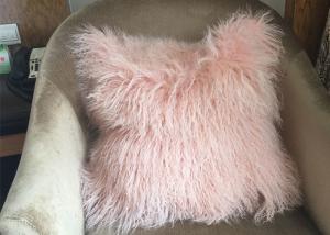 Wholesale Long Tibetan Sheepskin Wool Real Pink Mongolian Lamb Fur Cushion Cover from china suppliers