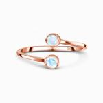 White Gold Oval Moonstone Art Deco Unique Engagement Ring Set 925 Sterling