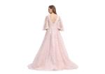 Pink Elegant A - Line Half Sleeve Evening Dresses With Detachable Train