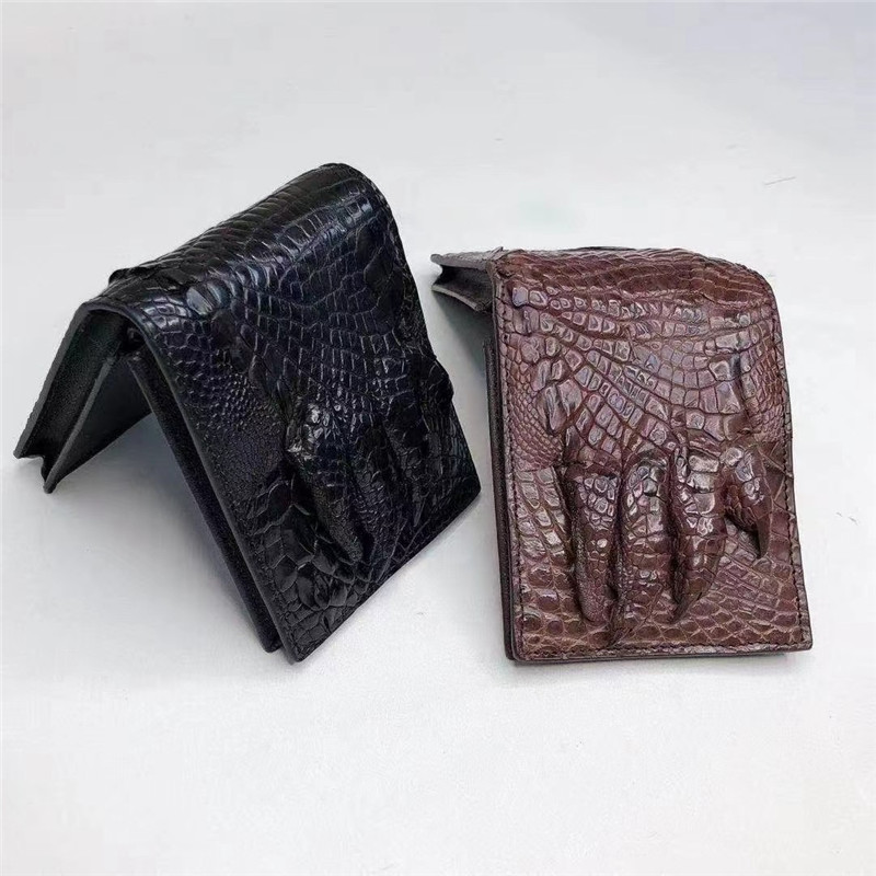 Exotic Real Crocodile Claw Skin Men's Short Bifold Wallet Card Holders Genuine Alligator Paw Leather Male Small Wallet