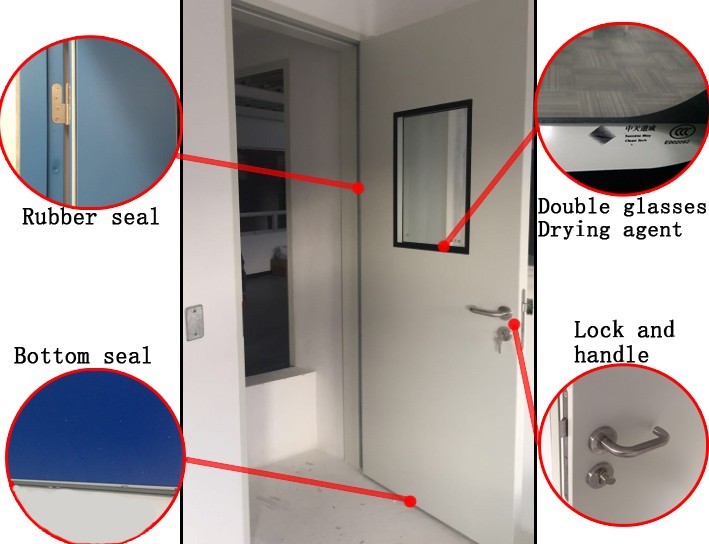 Wall Mounted Hospital Swing Door Wathet Grey Low Noise ≤50dB
