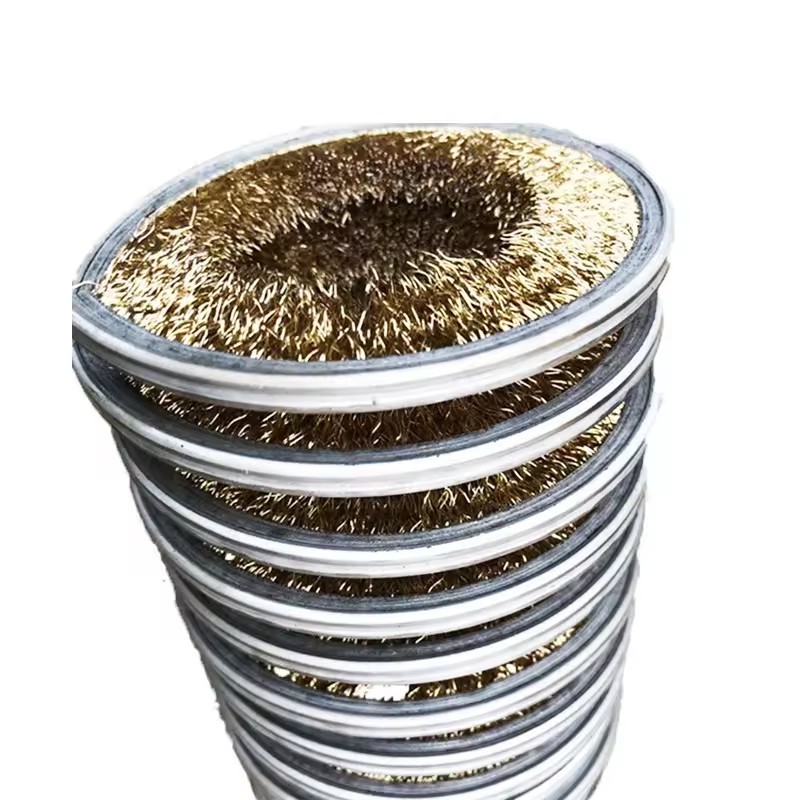 Brass Coated Steel Spiral Strip Brush For Wire Cleaning Surface Treatment