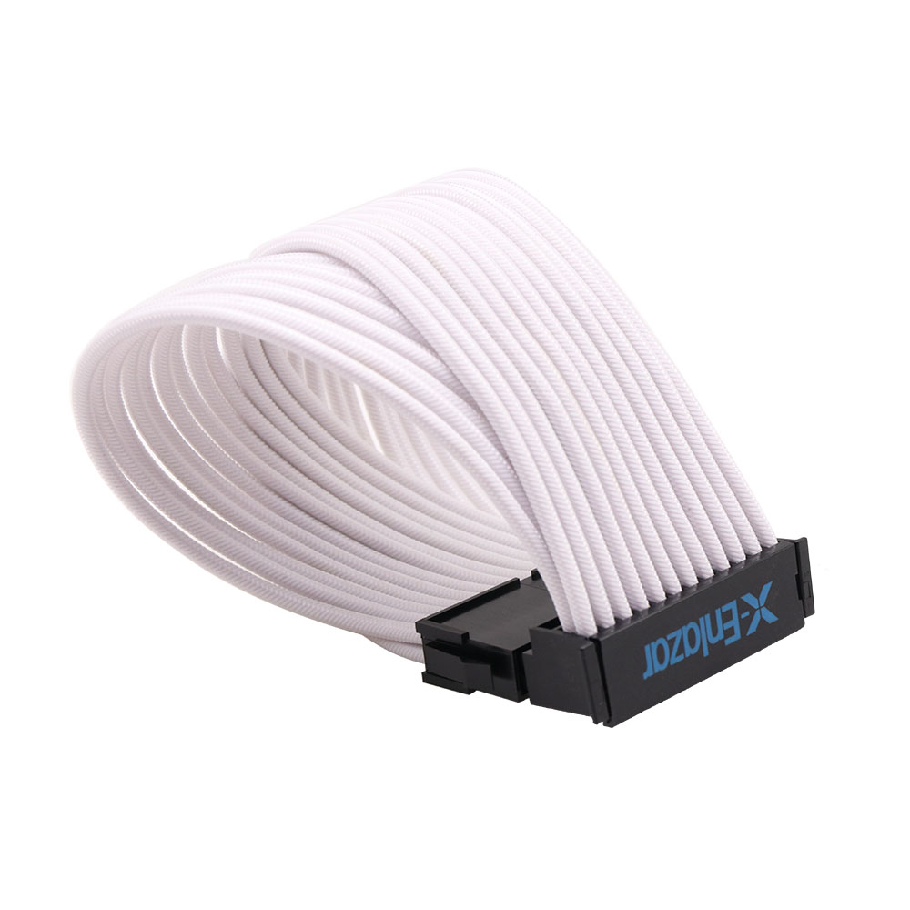 Wholesale 90 Degree Bradided Sleeved 24pin Connector 16 Awg PSU Wire Harness ATX Female to Male Elbow Data Cable Computer