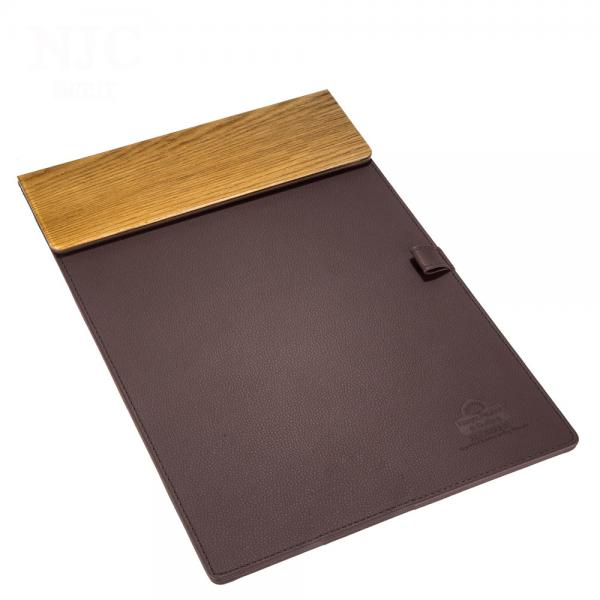 Custom design sleek Luxury Hotel brown with wooden finished leather drink list