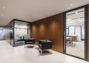 Wholesale Wood Grain Solid Partition Wall With Glass Sliding Door Double Glass With Frame Pocket Door from china suppliers