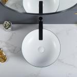 Polished Surface Counter Top Bathroom Sink Smooth Easily Maintain Round Ceramic