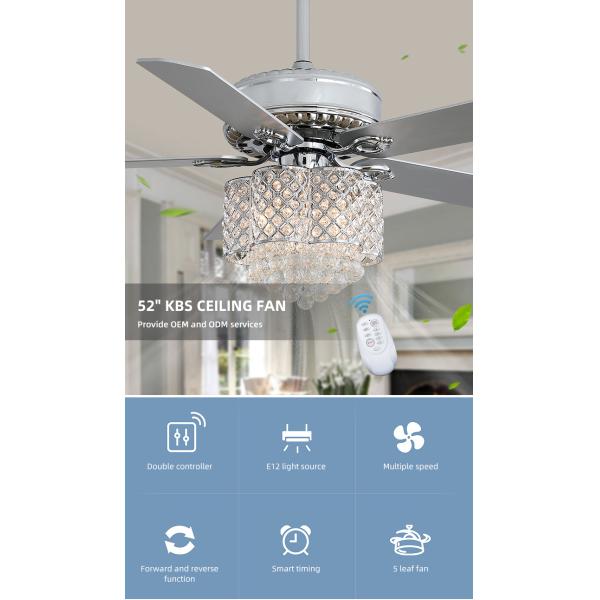 Decorative 2000 lumen Home Metal Blade Ceiling Fan Chandelier 90lm/w