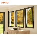 Prefabricated black casement windows aluminium double glazing tilt and turn