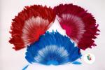 Dyed Pattern Party Decoration Stripped Coque Feather Flower Fan With Wire