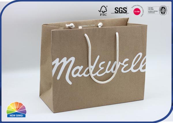 Matte White Logo Kraft Paper Bag Silk Screen Print Large Bag for Apparel with