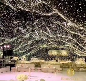 Wholesale Backdrop Starlit Golden Yellow Drape LED Wedding Cloth with Warm White LED Star Curtain from china suppliers