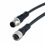 A Coded Female Male M12 3 Pin Connector Straight Angle Outdoor Waterproof Cable