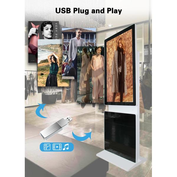 Rotating Touch Screen Terminals Floor Standing Interactive Kiosk Wifi Digital Signage