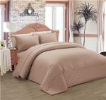Sateen Stripe Duvet Cover Polyester Cotton Bedding Set 4pcs Solid Color