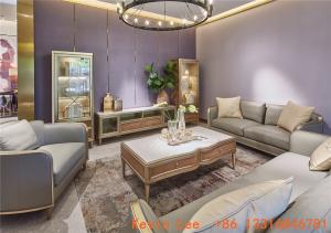 Wholesale Luxury fabric sofa set by high density sponge with fabric upholstered for Villa house living room furniture and TV table from china suppliers