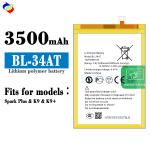 TECNO k9 k9 BL-34AT 3500mAh 3.7V Rechargeable Li-Polymer Battery with Double IC