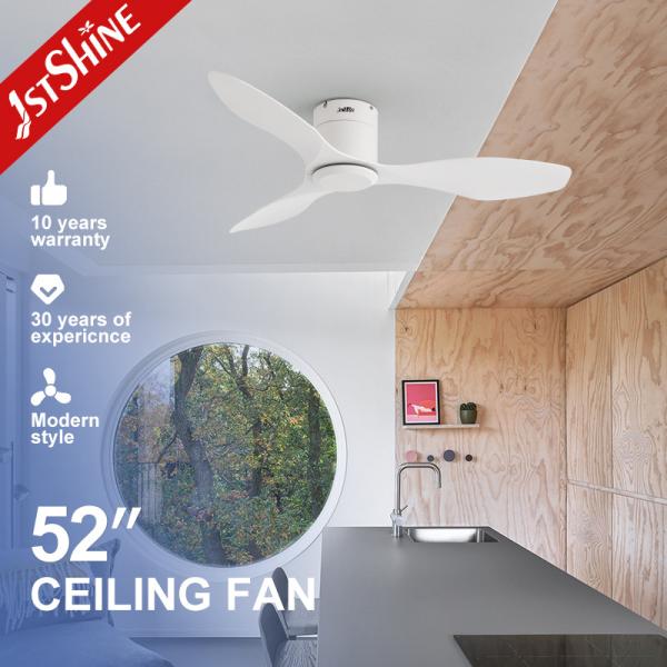 Plastic Ceiling Fan 48 Inch White ABS Blades Flush Mount LED Ceiling Fan With