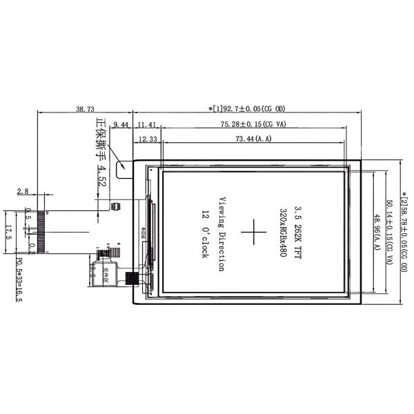 3.5 Inch TFT LCD Display Touch Screen , High Resolution TFT Display 320×480 Pixels OEM ODM