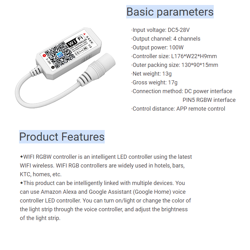Intelligent RGBW LED Strip Controller For Strip Light Timing Control