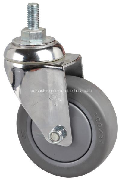 Chrome Plated 4" 110kg Threaded Swivel TPE Caster 5734-57 for Grey Color