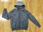 Hooded Padded Faux Leather Jacket Motorcycle PU Fabric