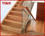 Double Steel Plate Staircase VK61S Tread beech ,Railing tempered glass, Handrail