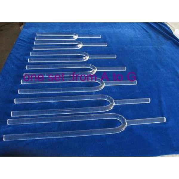 Clear crystal tuning forks one set with 7 music notes and strong packing