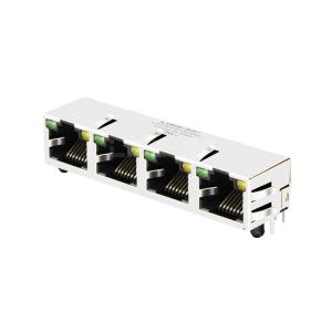 Wholesale Tab Up Green/Yellow LED 1X4 Port RJ45 Jack without Integrated Magnetics from china suppliers