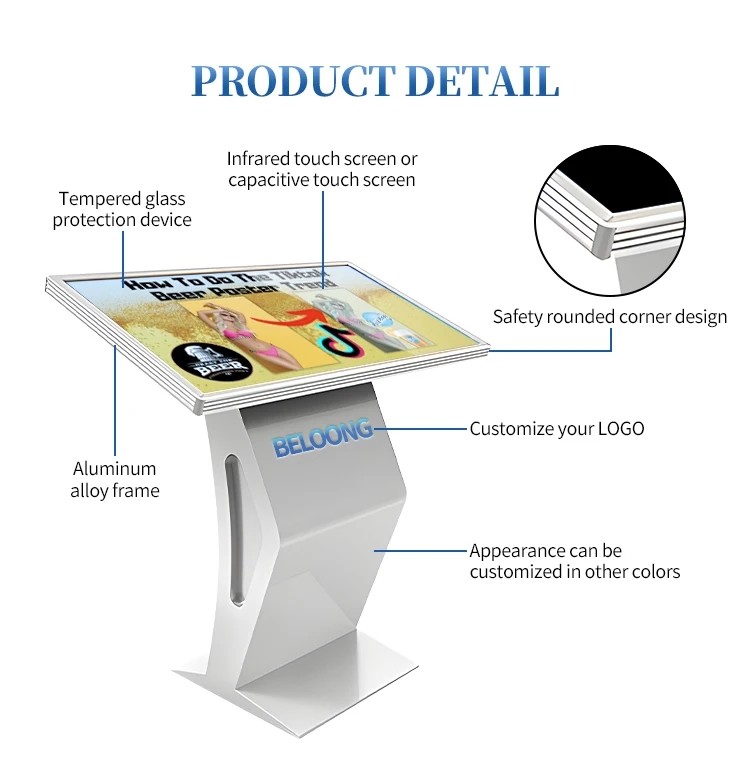 DDR3 1GB 2GB Interactive Self Service Kiosk Horizontal Multimedia Display