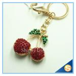 Custom Fruit Shape Attractive Cherry Shape Metal Key Chain For Women's Hangbag