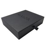 Black Gift Drawer Packaging Box Glossy Lamination Bronzed Blob Stamped Logo