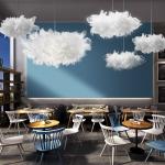 Modern Nordic Creative White Yarn LED Chandelier Simple White Cloud Pendant
