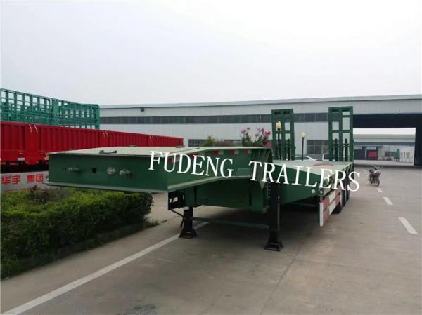 3 Axle 60 Ton Low Bed Semi Trailer Truck , Low Loader Trailers Dimension Customized