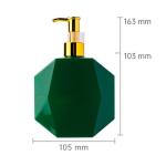 300ml PETG Green/Whitew Polyhedron Smooth With Golden Pump For Shampoo Lotion