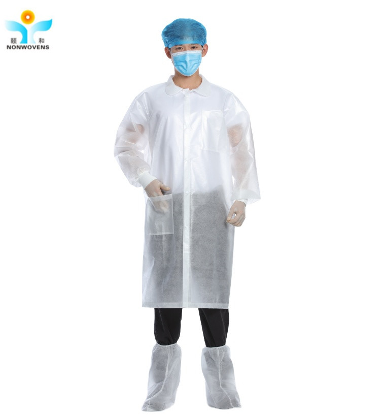 Nonwoven Colorful Disposable Lab Coat With Hook & Loop Pocket