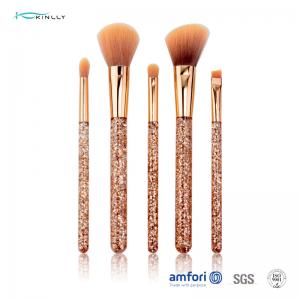 Wholesale Glitter Rose Gold Ferrule Makeup Brush Gift Set 5pcs for Eyeliner Eyeshadow from china suppliers