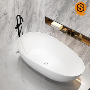Wholesale Matte white oval design bath tub artificial stone adult standing bathtub from china suppliers