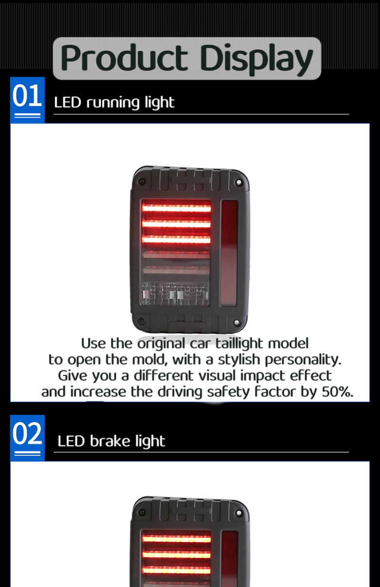 LED Tail Lights Rear Brake Lamps Turn Stop Reverse For Jeep Wrangler TJ CJ JK