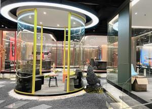 Wholesale Curved Glass Partitions Arcuated Glass With Door Unique Artistic Sense Office Space 108mm Full View Single Double Glass from china suppliers