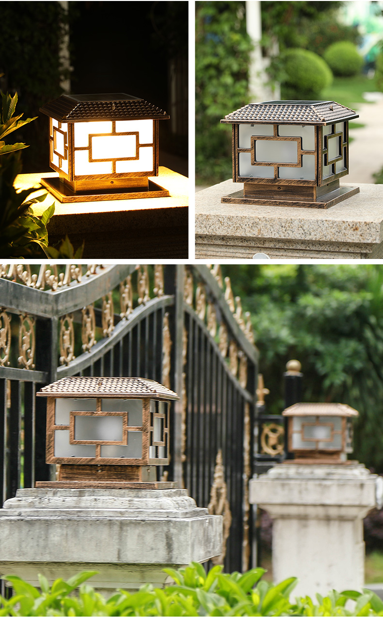 Black Bronze Aluminum Solar Pillar Light Energy Saving Fence Solar Post Cap Lighting