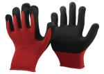 Nylon Liner Coated Breathable Nitrile Gloves 13 Gauge Black Sandy For Logistics