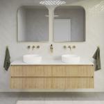 Customized 30 Inch Wall Mounted Bathroom Vanity with Ceramic Sink and Solid Wood