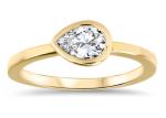 0.77ct Yellow Gold Wedding Ring , ODM Bezel Set Engagement Ring for Lady