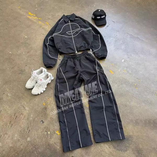 Custom Nylon Windbreaker Jacket Track Pant Windbreaker Zip Up Jacket Sweatpants Set Jogging Suit Tracksuits Unisex