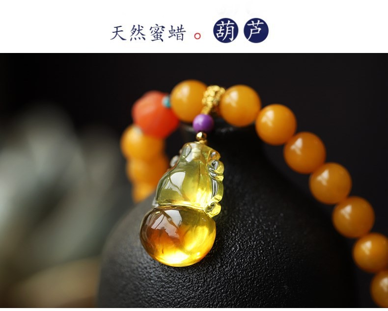Fashion Jewelry Natural Round Bead Stone Natur Orange Yellow Amber Crystal Elastic Bracelet For Gift Bracelet Amber Tasbih Muslim Islamic Rosary