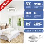 20 Inch 220V High Airflow Flush Mounted LED Ceiling Fan with Light Bedroom