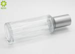 Slanted Silver Plastic Pump Cap 60ml Clear Glass Pump Bottles For Clearing