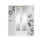 Vertical Sliding Four Doors Metal Clothes Closet Steel Bedroom Wardrobe